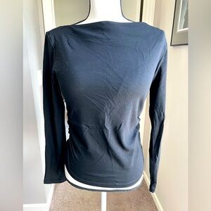 NWT OGL L Boatneck Ruched Jersey LS w/Built-in Bra Top